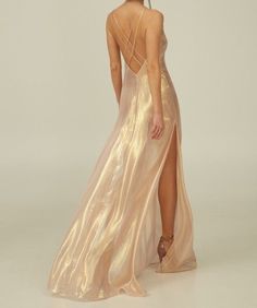 Champaign Dress, Gold Slip Dress, Golden Dress, Prom Outfits, Flowy Dress