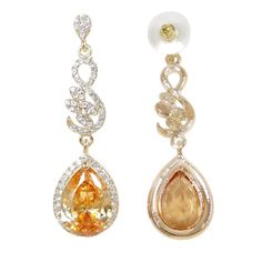 EVER FAITH Womens Austrian Crystal Zircon Floral Leaf Teardrop Necklace Earrings Set Orange GoldTone ** To view further for this product, go to the picture link. (This is an affiliate link). Teardrop Necklace, Silver Tone, Gold Tones