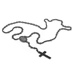 #BlackDiamonds #blackdiamondgem #blackjewelry-ad 10K Rhodium Black Diamond Rosary Chain Cross Neckl Mens Black Chain Necklace, Chain Cross Necklace