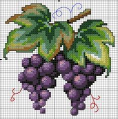 a cross stitched picture of some grapes