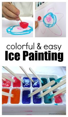 colorful and easy ice painting for kids