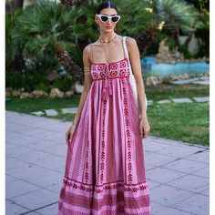 DETAILS Dress Cold gentle machine wash Product ID: SX23080704 Size Guide Dress Size chart Size/cm Bust Length S 90 112 M 94 113 L 98 114.5 Red Bohemian Sundress For Festivals, Pink Boho Print Midi Dress For Vacation, Red Printed Beach Midi Dress, Red Printed Midi Beach Dress, Red Printed Midi Dress For Beach, Red Sleeveless Dresses With Boho Print, Red Cotton Maxi Sundress, Pink Printed Maxi Sundress, Pink Printed Maxi Length Sundress