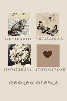 four different pictures with butterflies on them and the words, love is in the air