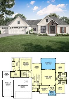 the floor plan for this ranch house is very large and has lots of space to put in