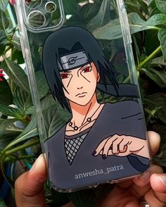 Itachi uchiha phone case hand painted glass painting Itachi Phone Case Painting, Itachi Phone Case, Diy Resin Phone Case, Drawing Anime Bodies, Naruto Sketch Drawing