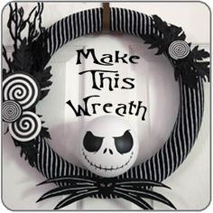 a halloween wreath with the words make this wreath written in black and white on it