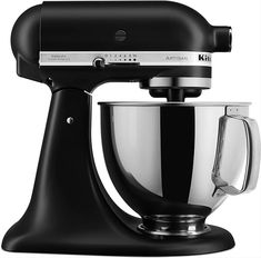 an artisan stand mixer is shown on a white background with the words kitchen aid written below it