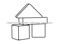 the outline of a house and two cubes