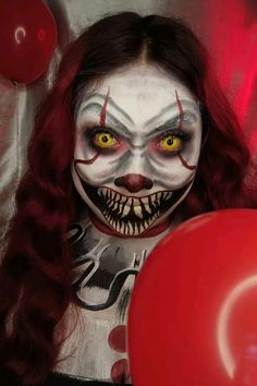 makeup it clown  maquillaje payaso Scary Clown Makeup Creepy, It Clown, Scary Clown, Evil Clowns, Scary Clowns, Costumes Ideas, Clown Makeup