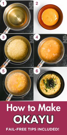 Step-by-step cooking process of Japanese okayu porridge from plain rice to garnished bowl with beaten egg and nori Japanese Rice Porridge, Egg Japanese, Rice Porridge Recipe, Porridge Recipes, Rice Porridge, Feeling Under The Weather, Under The Weather, Japanese Rice, Rice Water