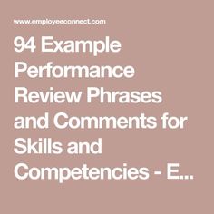 the text reads 94 example performance review phrases and comments for skills and competements - e