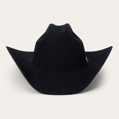 Black Formal Western Felt Hat, Classic Felt Hat For Western-themed Events, Western Style Adjustable Black Hat, Black Western Felt Hat With Curved Brim, Black Cowboy Hat For Ranch, Western Black Felt Hat For Western-themed Events, Cowboy Hat Black Felt, Black Cowboy Hat, Stetson Hat