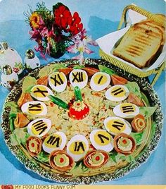 an image of a platter with food on it that says my food looks funny