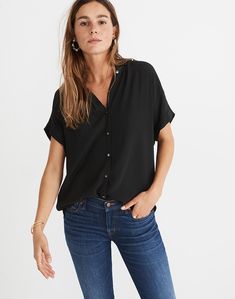 Women's Central Drapey Shirt | Madewell Summer Work, Summer Work Outfits, Fall Outfits For Work, Capsule Wardrobe, Womens Clothing Tops, Work Outfit, Chic Style