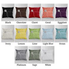 the different colors of pillows are shown