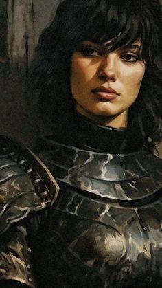 a painting of a woman in armor