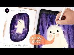 someone is drawing ghost pictures on an ipad with the text, how to paint it