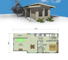 the floor plan for a small house with an attached garage