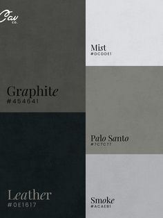 the logos for leather products are shown in black, white and grey colors with different font styles