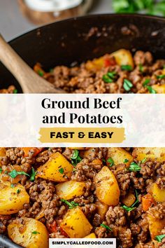 30 Minute Dinners Ground Beef, Dinner Recipes Burger Ground Beef, Easy Dinner Recipes With Ground Beef Cheap, Ground Turkey With Potatoes Recipes, Easy Meal With Potatoes, Ground Turkey And Potatoes Skillet, Chicken And Ground Beef Recipes, Potato Ground Turkey Recipes, Quick Meals With Ground Turkey