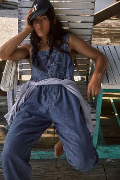 Unleash your inner bohemian with Free People's Ziggy Denim Overalls in Sapphire Blue! Made for comfort and style, these overalls feature a unique blue color that will make you stand out in any crowd. Perfect for music festivals, outdoor adventures, or just a day out in the city.

Content: Machine wash cold

Care: Hang dry for best results, low tumble if needed. Autumn Aesthetic Clothes, Dock Worker, Free People Overalls, Yoga Jeans, Shady Lady, Stance Socks, Harem Pants Women, Style Dark, Bib Overalls