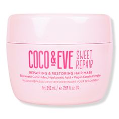 Sweet Repair Repairing & Restoring Hair Mask - Coco & Eve | Ulta Beauty Gel Mascara, Keratin Complex, Repair Hair, Repair Mask, Hair Masque, Hair Damage, Benzoic Acid, Hair Shine, Damaged Hair Repair