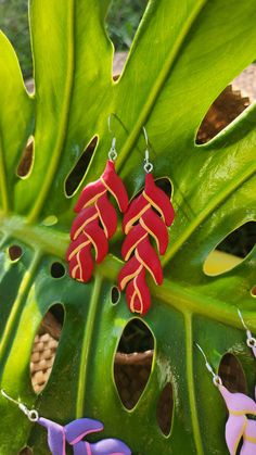 Gorgeous, handmade clay heliconia earrings compliment your tropical, island vibes. Island Vibes, Tropical Island, Handmade Clay, Holiday Deals, Clay Earrings, Jewelry Art, Body Art, Jewelry Earrings Dangle, Dangle Drop Earrings