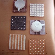 an article in japanese about tea towels and pot holders with polka dot designs on them