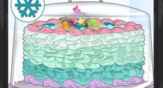 an animated cake with frosting and candy on top