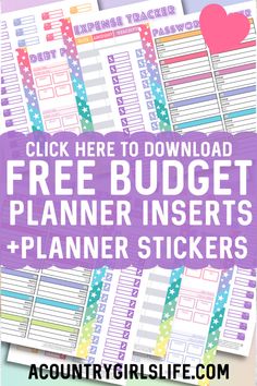 the free printable planner inserts with text overlay that reads, click here to download