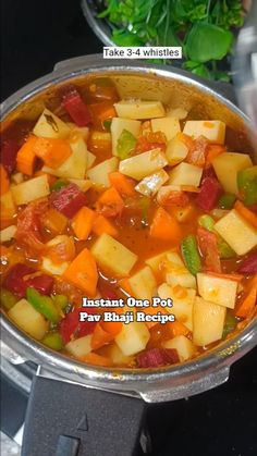 a pot filled with food sitting on top of a stove