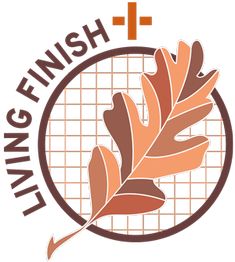 the logo for living finish with an orange and brown leaf