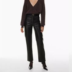 New With Tags Aritzia Black Melinda Pant Size 8 Wilfred Melina Pant, Aritzia Melina Pant, Melina Pants, Black High Waisted Pants, Melina Pant, Aritzia Pants, Leather Pants Women, Black Leather Pants, Leather Pant