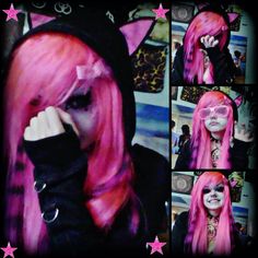 #scene #emo #scenekid #emo #y2k #pink #kitty 2000s Aesthetic Scene, Scene Spotify Cover, Scene Fashion Aesthetic, Scene Username Ideas, Scene X Emo, Scene Pfp Matching, Scene Girl Pfp, Emo Vs Scene, Pink Emo Hair