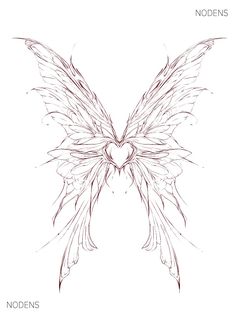 sketch of a red butterfly, with a heart. back tattoo Cool Tattoos Butterfly, Butterfly With Heart Wings, 6 Wings Tattoo, Angel Tattoo On Back For Women, Heart With Wing Tattoo, Tattoo Ideas Butterfly Back, Dragon Wings Sketch, Drawing Fairy Wings, Fairy Back Tattoo Wings