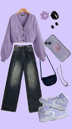 AESTHETIC PURPLE BLACK COMBO OOTD 💜✨ Aesthetic Purple, Purple Black, Purple And Black, Outfit Of The Day, Ootd, Purple, Black