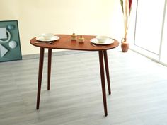 a small table with two plates on it