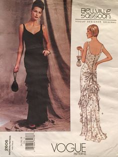 an image of a woman in a dress on the cover of a sewing pattern for a women's evening gown