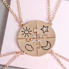 Puzzle Piece Necklace, Moon Chain, Forever Necklace, Friendship Necklace