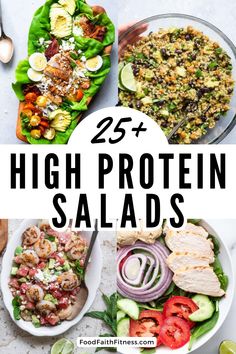 high protein salads with the title overlay