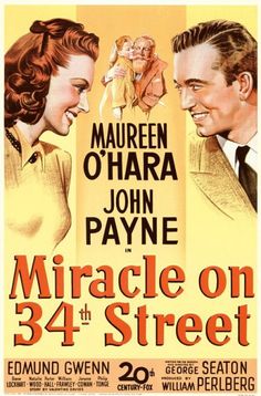 an old movie poster for the film's theatrical starring, miracle on 34th street