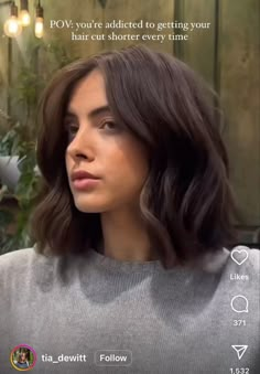 Bob Above The Shoulder, Short Hairstyles For Dark Hair, Collar Bone Brunette Hair, Short Thick Dark Hair, Soft Brown Short Hair, Chopped Hair Short, Brown Short Hairstyles, Brunette Bob Thick Hair, Short Brown Hairstyle Women