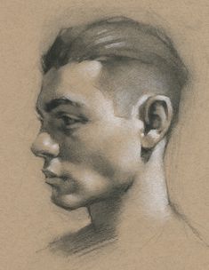 a pencil drawing of a man's profile