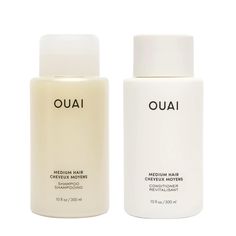 PRICES MAY VARY. OUAI Medium Shampoo - If your hair type is stuck in the middle this hydrating shampoo cleanses, fights frizz, hydrates and revives shine for medium hair by using a fusion of keratin and kumquat extract, plus babassu and coconut oil. OUAI Medium Conditioner - For when your hair feels like the middle child. This hydrating conditioner improves overall health of medium hair types, while battling breakage and boosting shine. Formulated with the same ingredients as our Medium Shampoo, Ouai Shampoo, Ouai Hair, Shampoo For Fine Hair, Color Safe Shampoo, Conditioner Hair, Shampoo And Conditioner Set, Hydrating Shampoo, Sulfate Free Shampoo, Sulfate Free