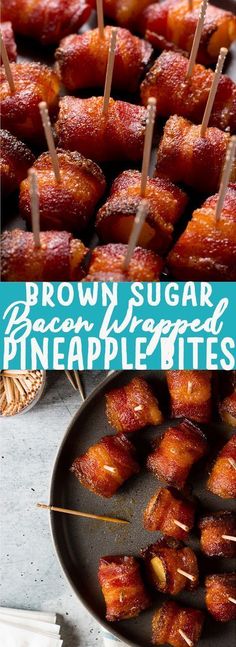 These Brown Sugar Bacon Wrapped Pineapple Bites are easy appetizers for parties, tailgating, or to eat as snacks. | Easy appetizer | Superbowl food ideas | Party appetizer | Bacon recipes | Hawaiian food | Pineapple recipes | football party food #HowDoesAHealthyNutritionWork Superbowl Food Ideas, Bacon Wrapped Pineapple, Brown Sugar Bacon, Snacks Easy, Bacon Appetizers, Pineapple Recipes, Football Party Food, Appetizers Easy Finger Food