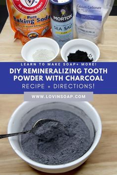 Learn how to make this DIY Remineralizing Tooth Powder Recipe with Charcoal with this recipe + directions on the Lovin' Soap blog! I love making my own personal care items. My main love is soap, but I’ve always made homemade deodorant, lotion, bath salts…etc. The one thing I haven’t made is homemade toothpaste! I just never thought it could be as good as what you can buy. Turns out, I love it! Click through to learn how to make, use and store this tooth powder! Tooth Powder Recipe, Remineralizing Tooth Powder, Natural Teeth Whitening Diy, Soap Studio, Bath Stuff, Oil Cleansing