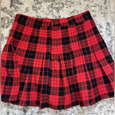 Never Worn Shein Mini Skirt. Red Skort For School In Spring, Trendy Red Pleated Skort, Red Mini Bottoms For School, Red Mini Length Bottoms For School, Red Mini Skirt For School In Summer, Red Casual Mini Skort, Casual Red Mini Skort, Red Casual Mini Length Skort, Trendy Red Pleated Skirt