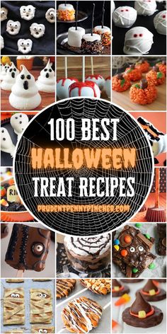 a collage of halloween treats with the words'100 best halloween treat recipes '