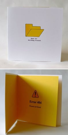 two different views of the inside of a folded card with an arrow symbol on it