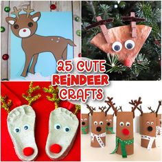 christmas crafts for kids that include reindeers, paper bags and other things to make